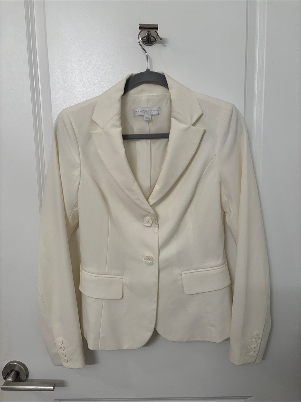 New York & Company Cream Two-Button Tailored Blazer